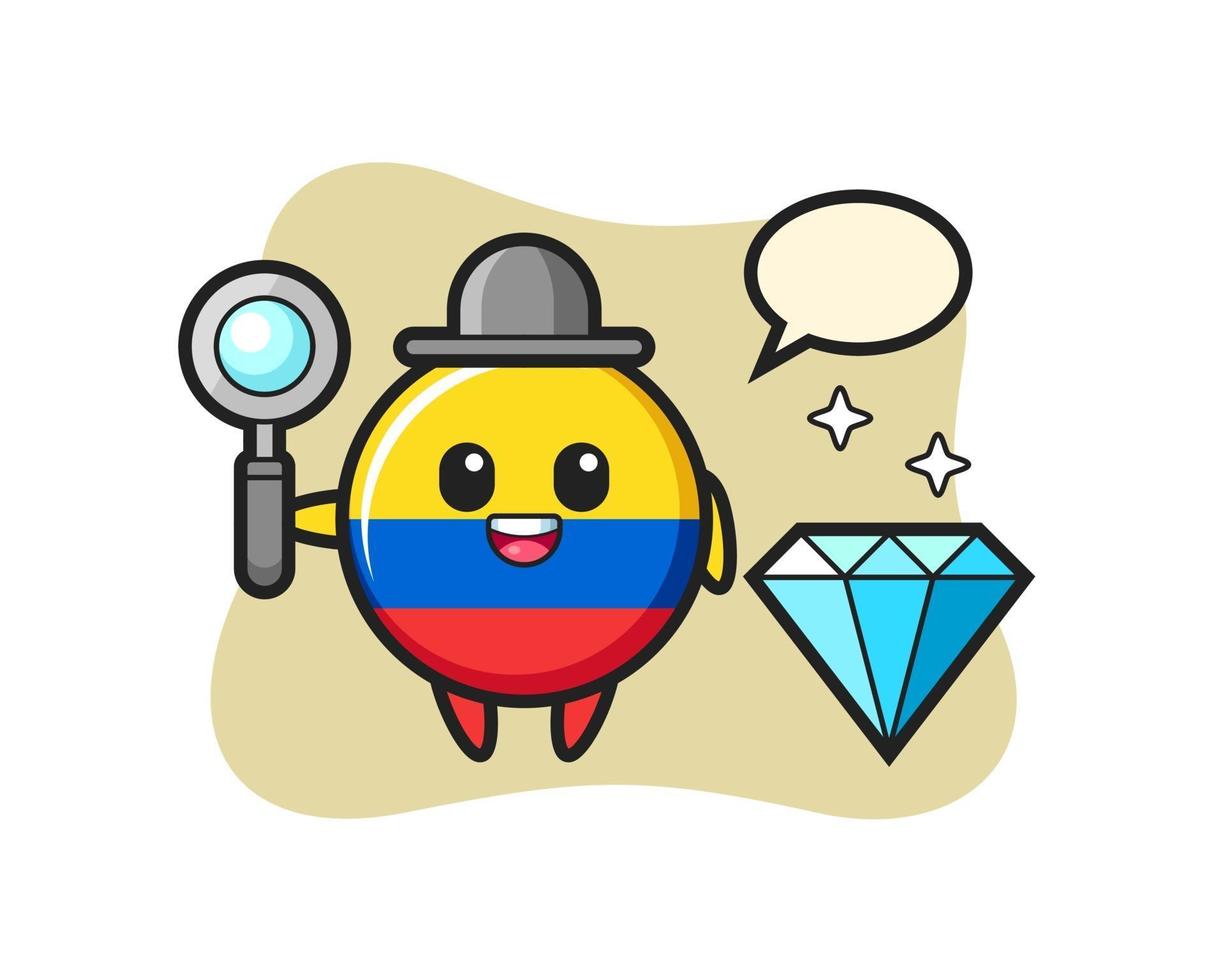 Illustration of colombia flag badge character with a diamond vector