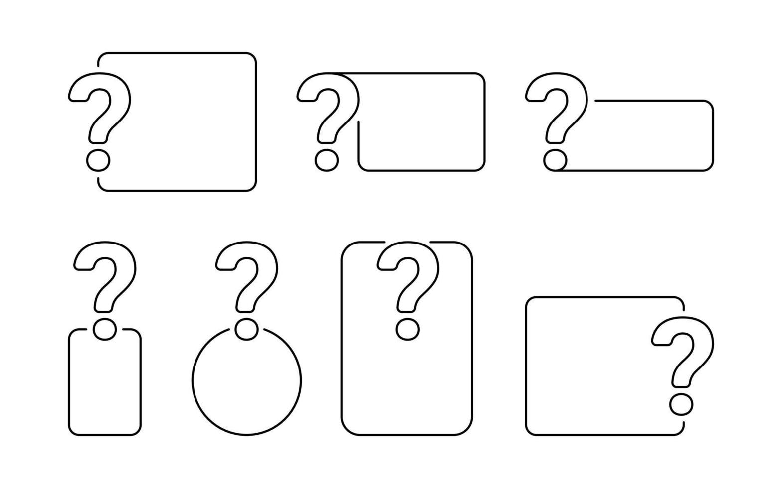 Question mark icon with line frame for text. Help, ask, support, Faq vector