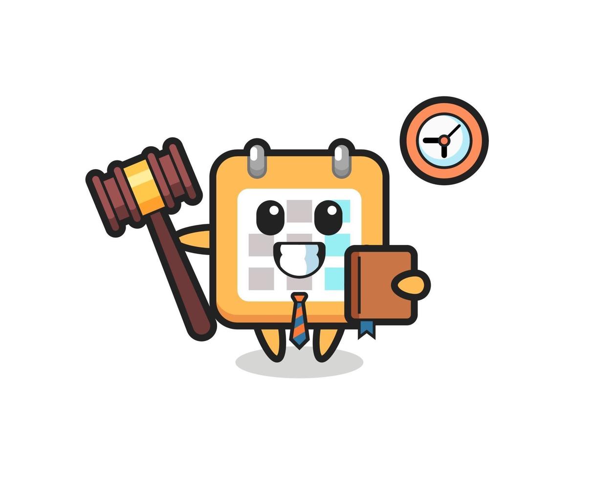 Mascot cartoon of calendar as a judge vector