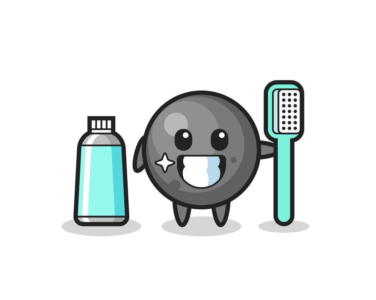 Mascot Illustration of cannon ball with a toothbrush vector