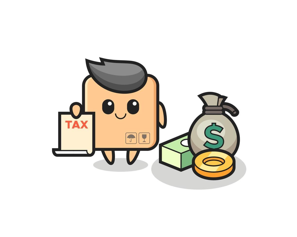 Character cartoon of cardboard box as a accountant vector