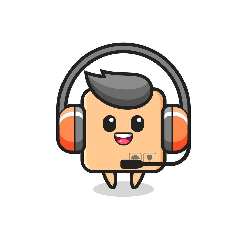 Cartoon mascot of cardboard box as a customer service vector