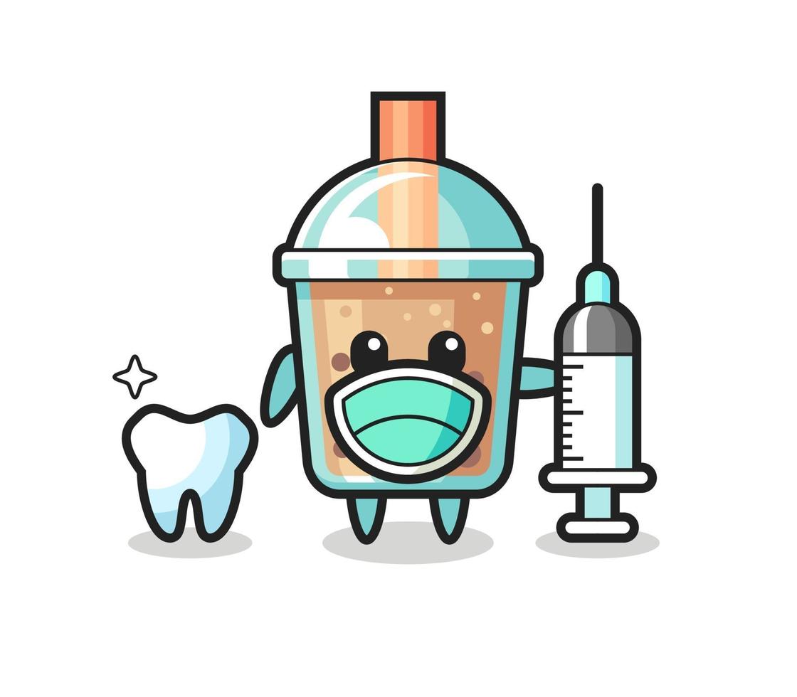 Mascot character of bubble tea as a dentist vector