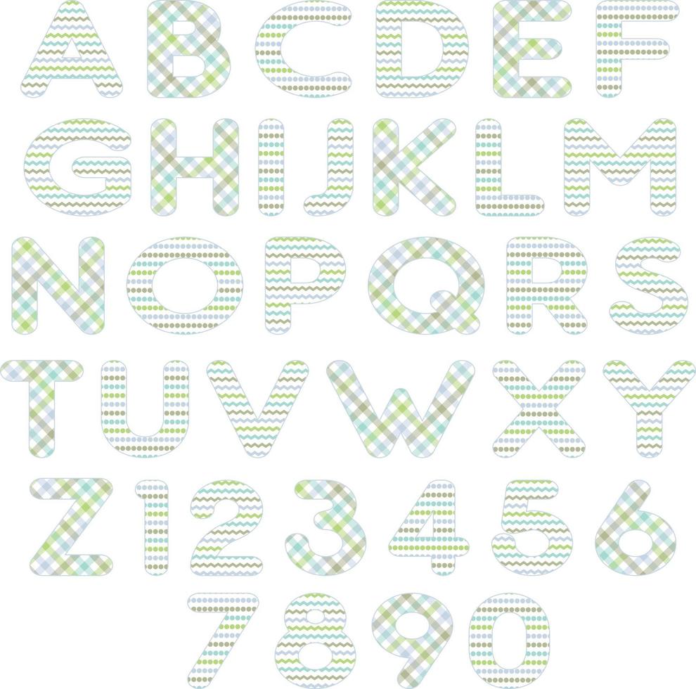 pastel blue green patterns alphabet vector