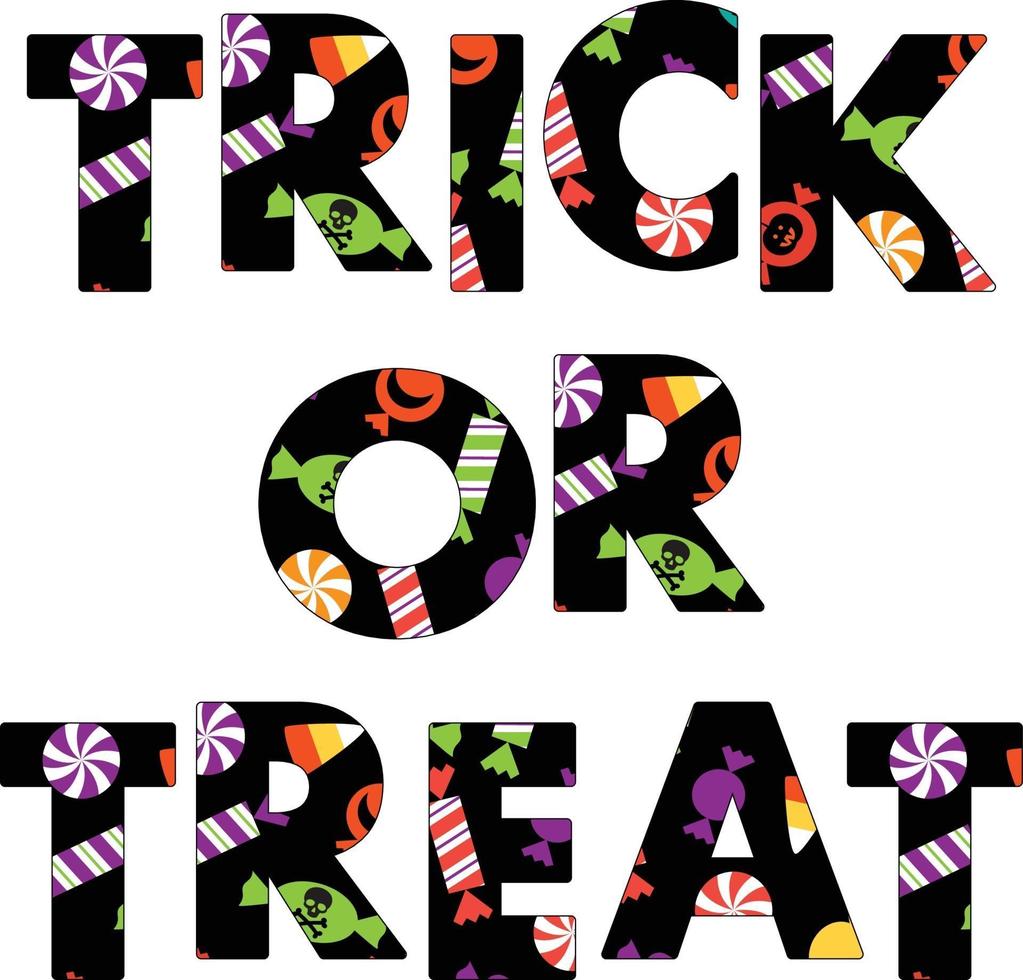 trick or treat Halloween candy typography vector graphic