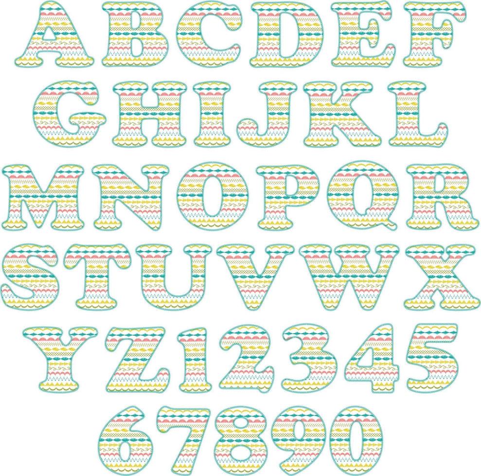 embroidery stitch patterns alphabet vector