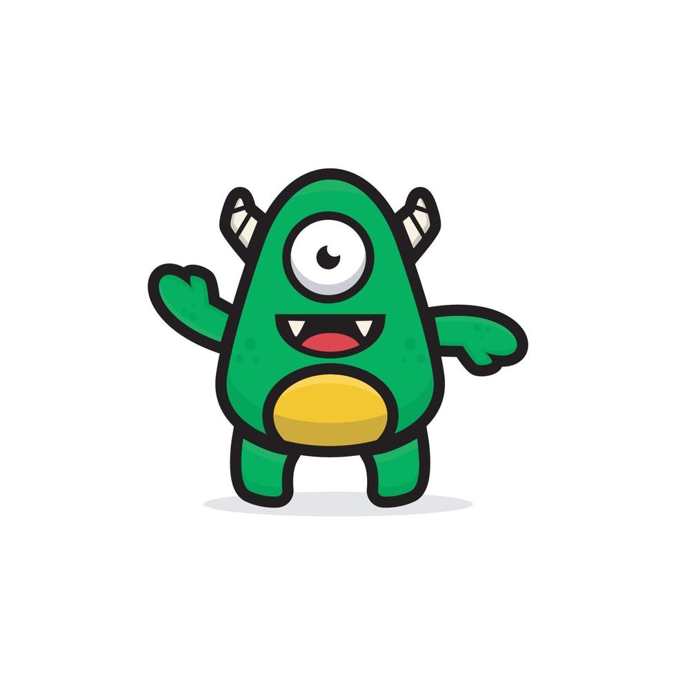 dibujos animados lindo monstruo verde vector