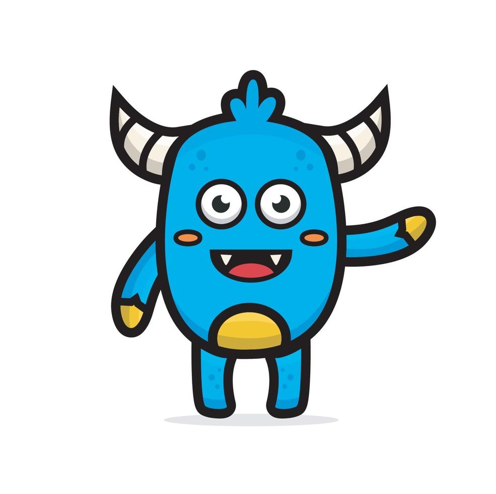 cartoon cute blue monster vector