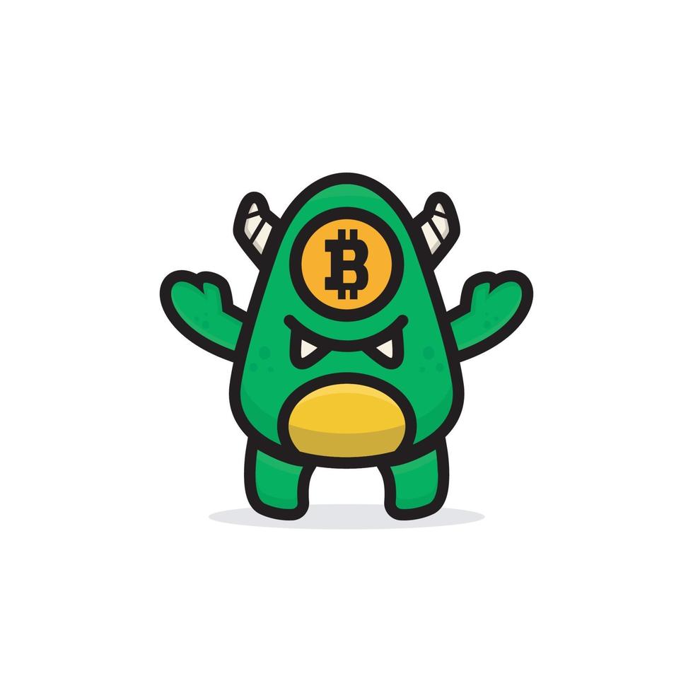 cartoon cute green monster with money sign on her eye vector