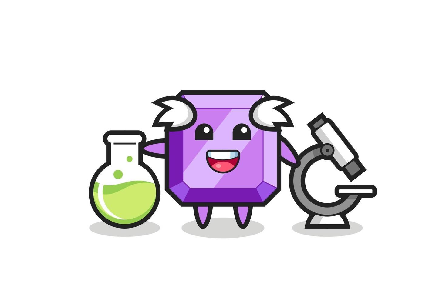 Mascot character of purple gemstone as a scientist vector