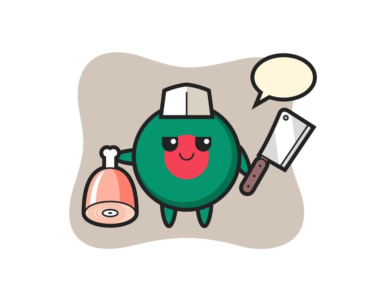 Illustration of bangladesh flag badge character as a butcher vector