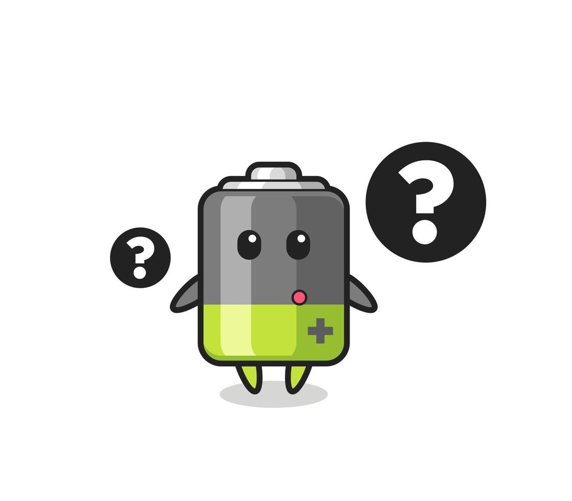 Cartoon Illustration of battery with the question mark vector