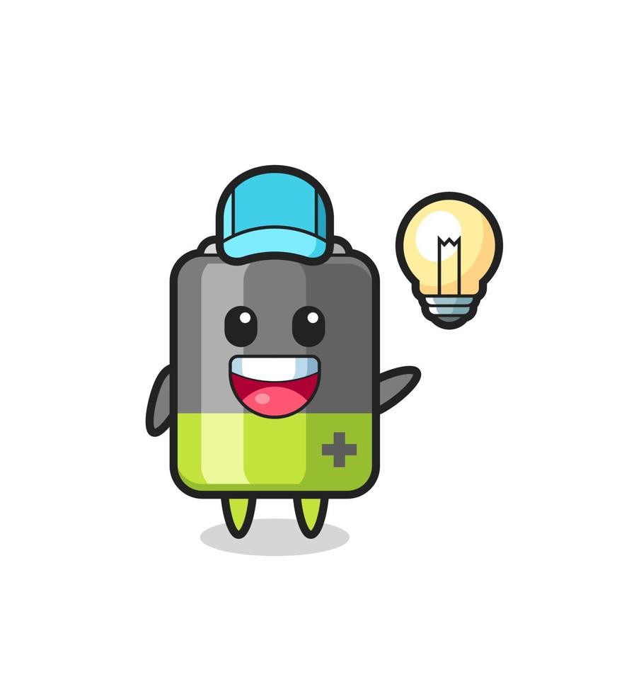 battery character cartoon getting the idea vector