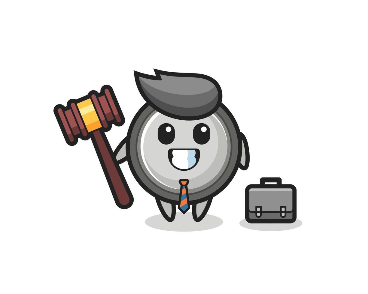 Ilustración de la mascota de la celda de botón como abogado vector