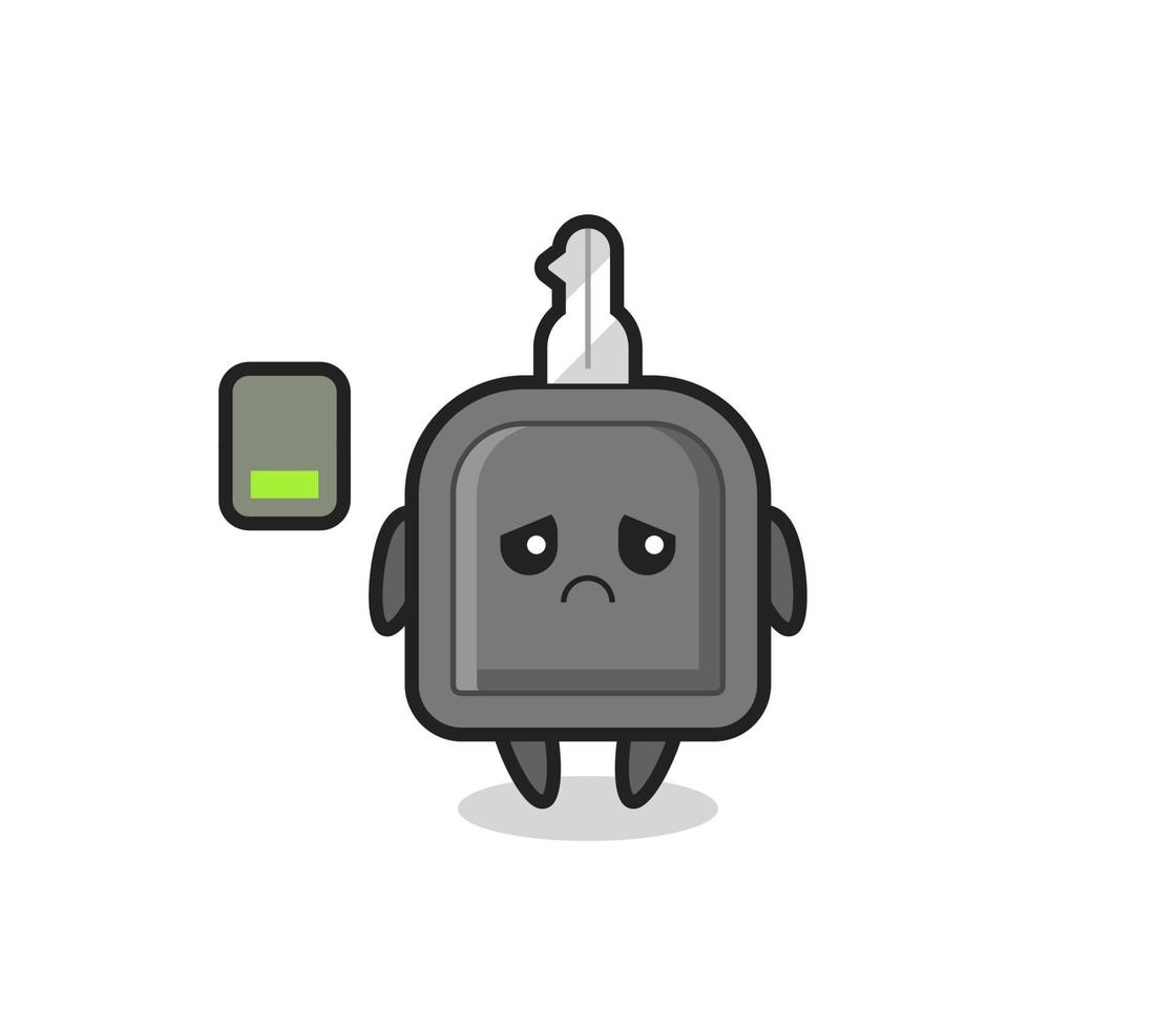 car key mascot character doing a tired gesture vector