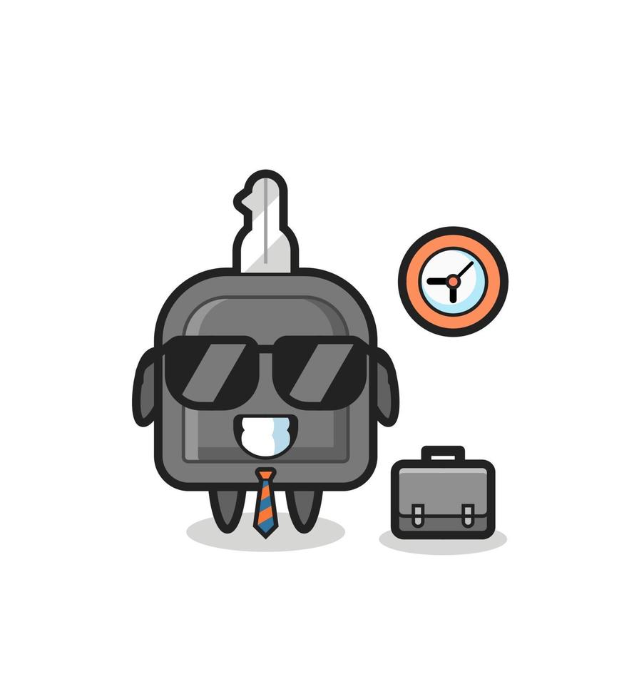 Cartoon mascot of car key as a businessman vector