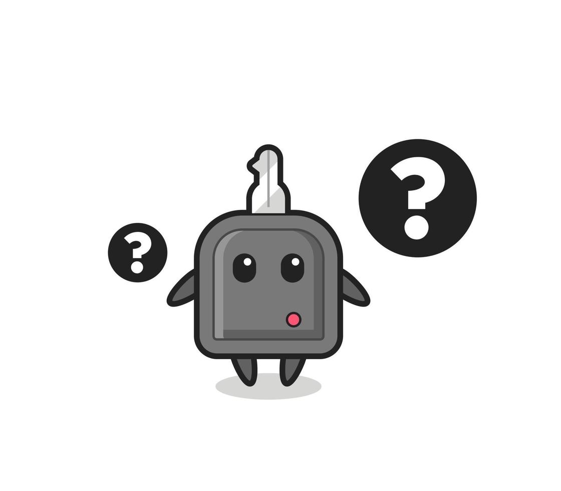 Cartoon Illustration of car key with the question mark vector