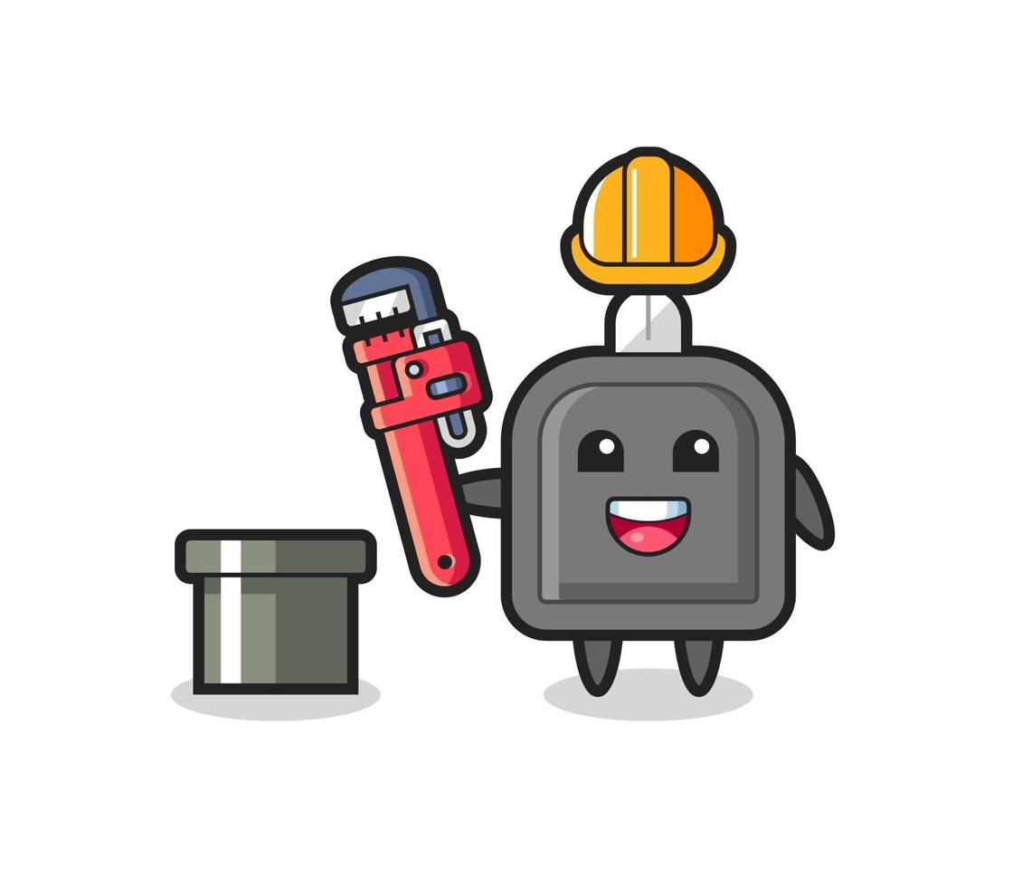Character Illustration of car key as a plumber vector