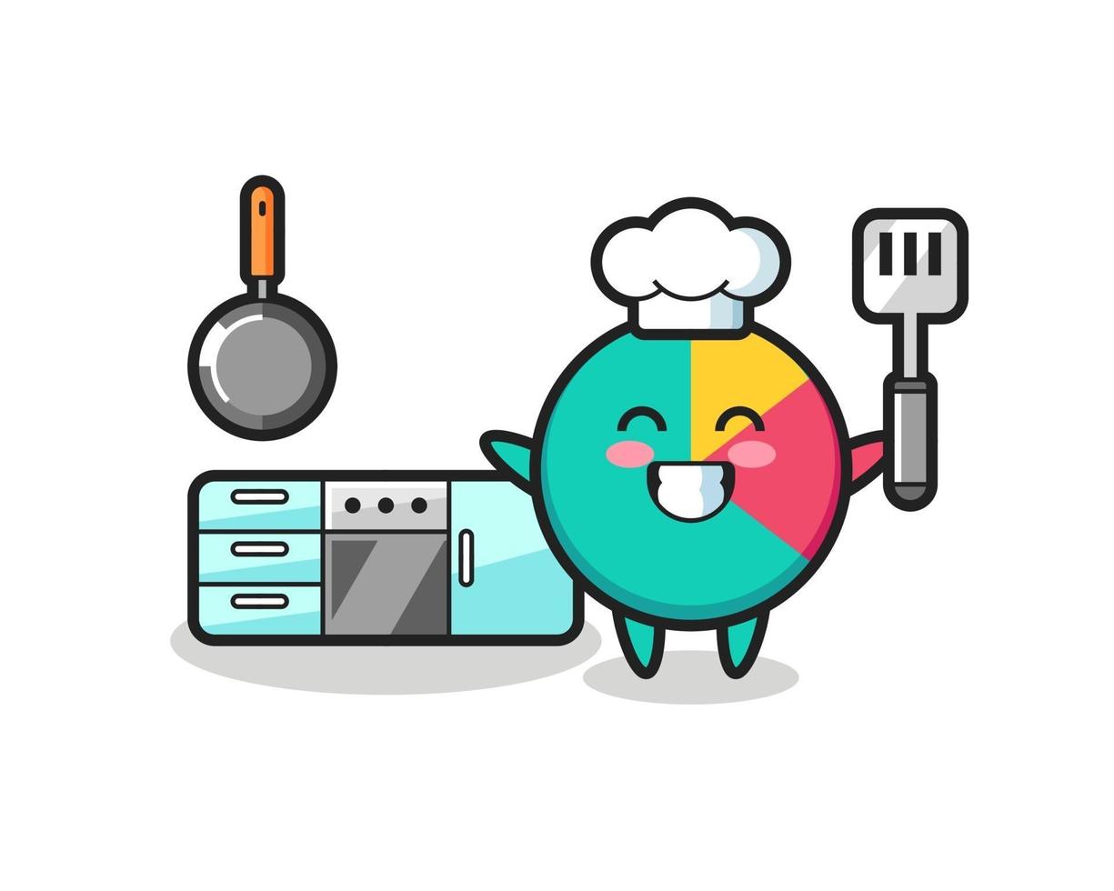 ilustración de personaje de gráfico mientras un chef está cocinando vector