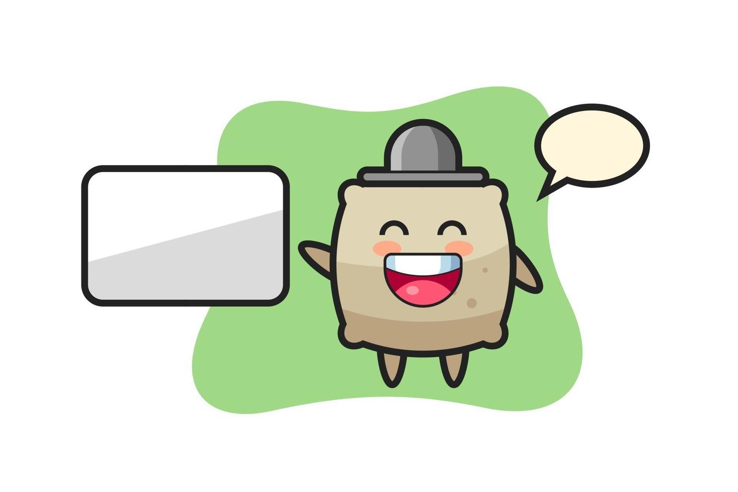 sack cartoon illustration doing a presentation vector