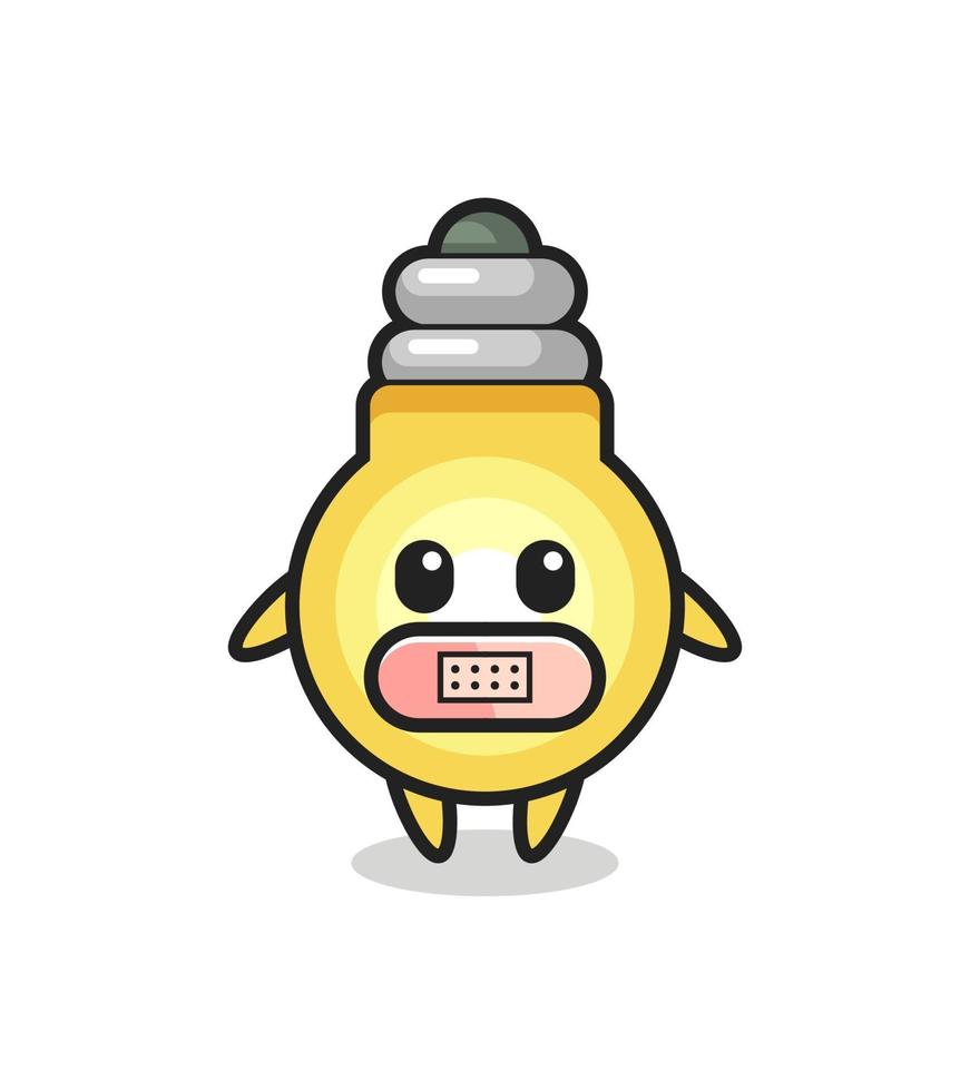 Cartoon Illustration of light bulb with tape on mouth vector