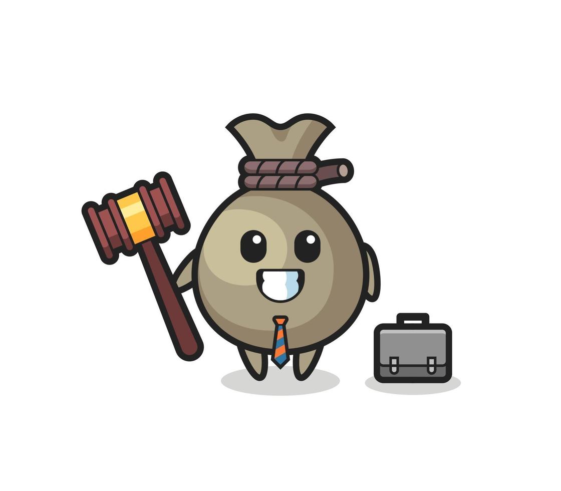 Illustration of money sack mascot as a lawyer vector