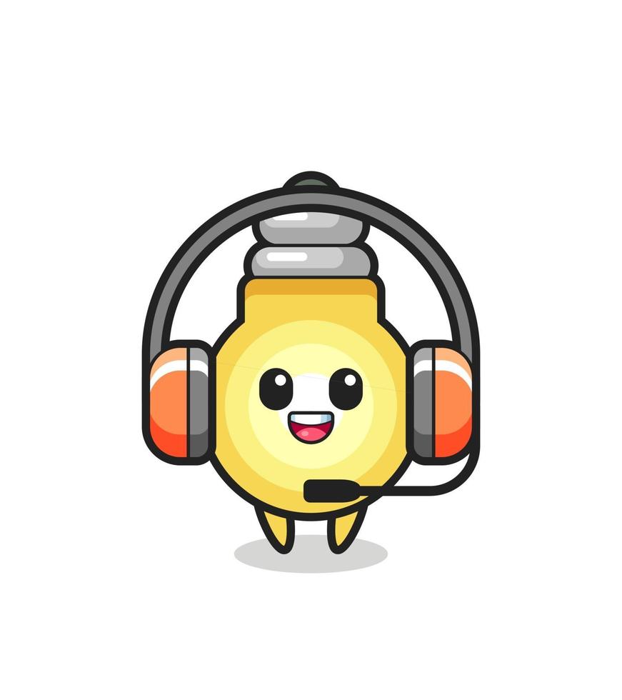 Cartoon mascot of light bulb as a customer service vector