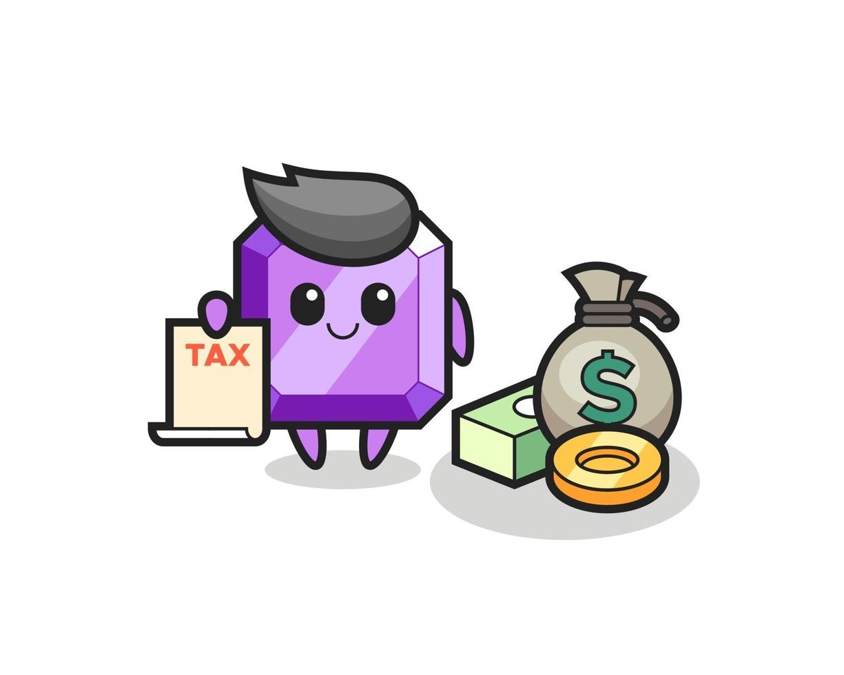 Character cartoon of purple gemstone as a accountant vector