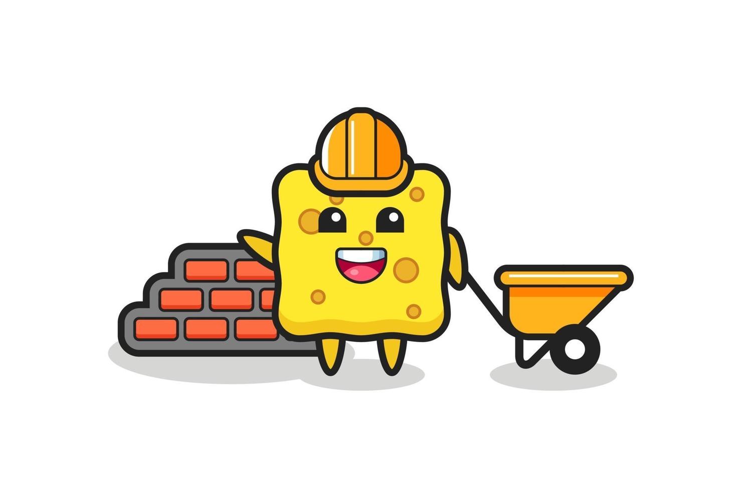 Cartoon character of sponge as a builder vector