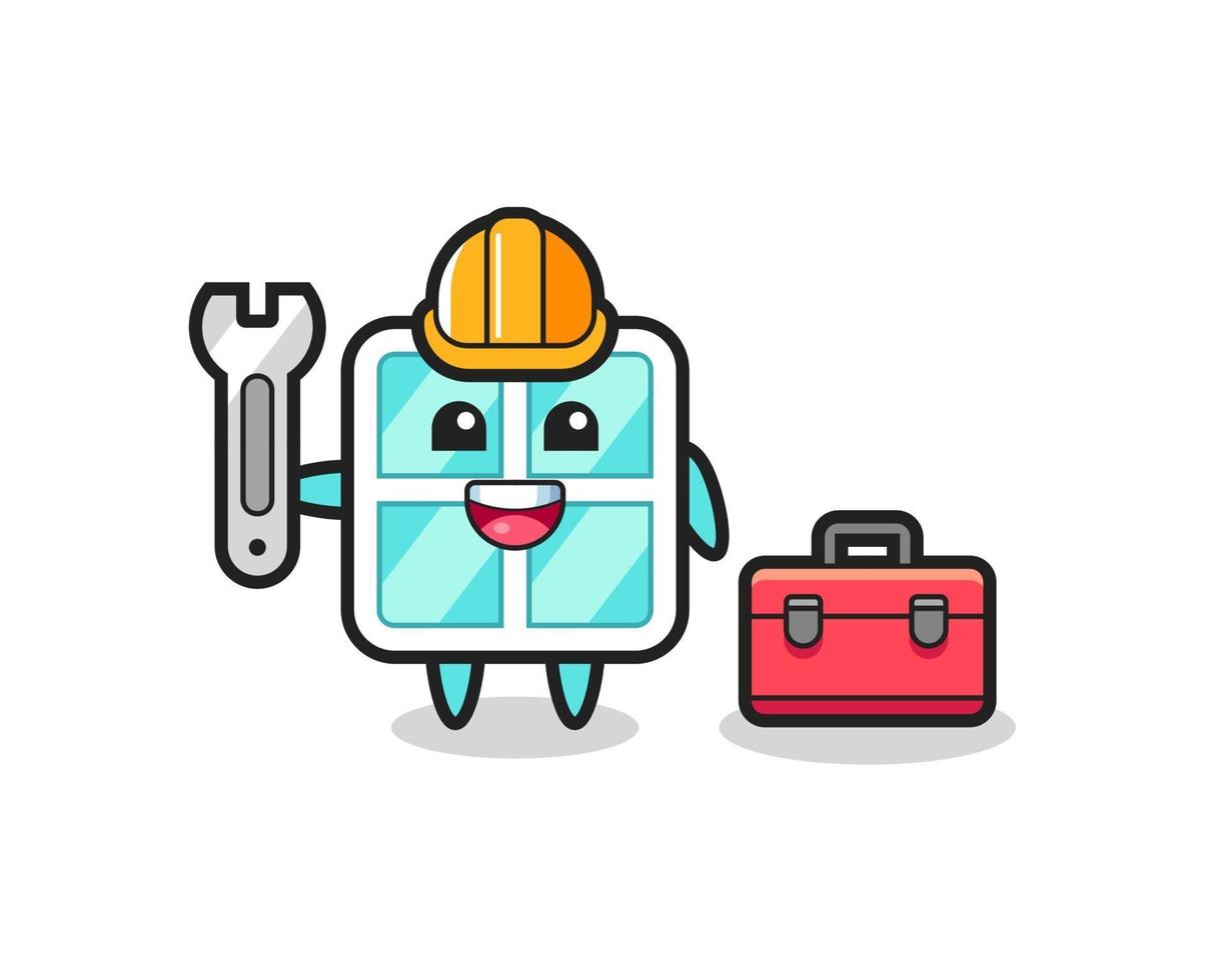 Mascot cartoon of window as a mechanic vector