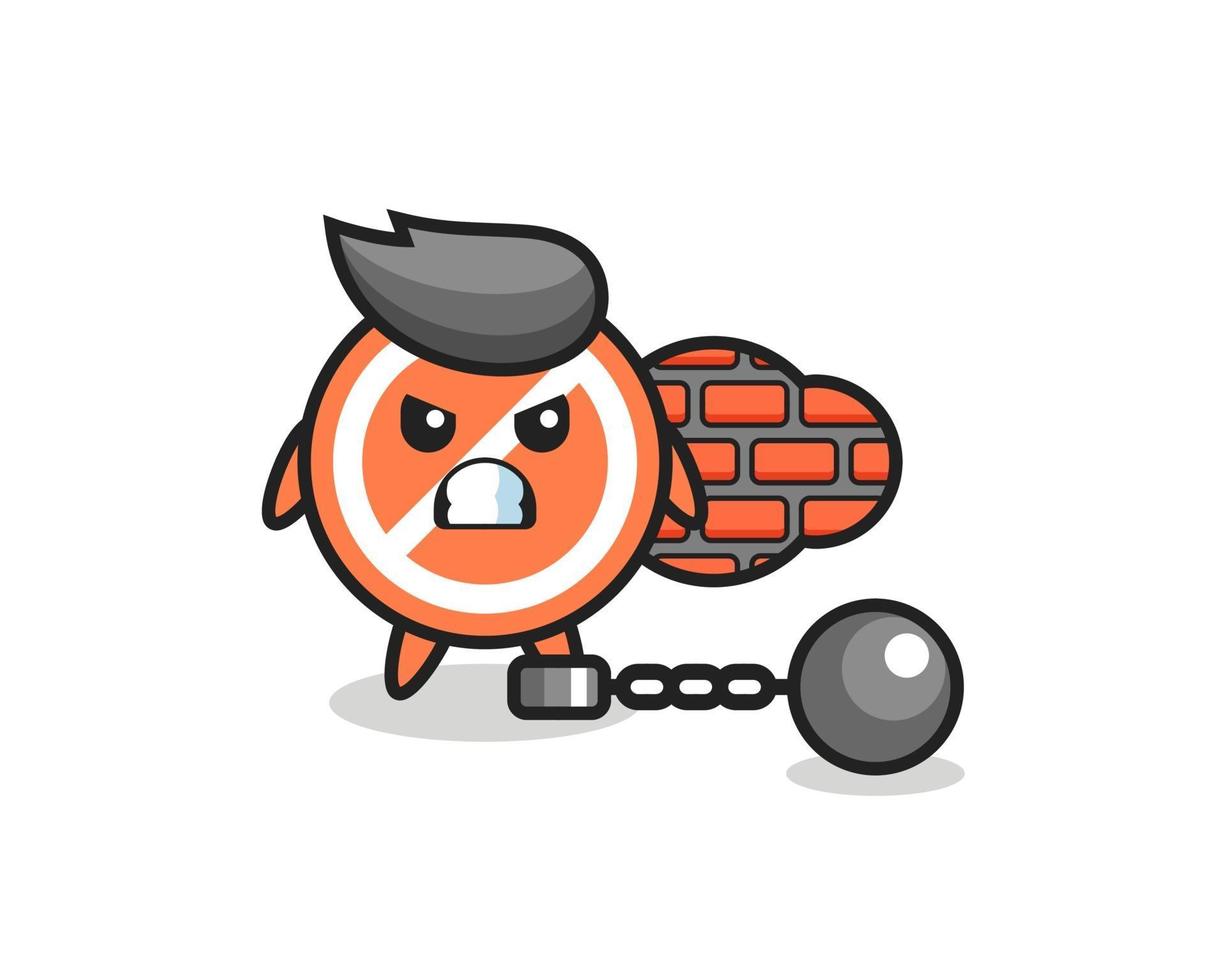 Character mascot of stop sign as a prisoner vector