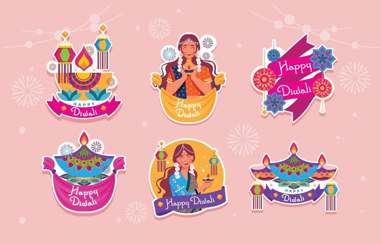 Happy Diwali Sticker vector