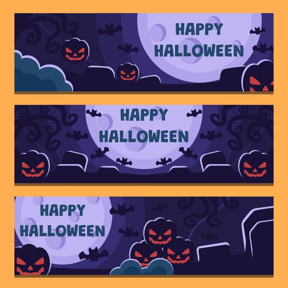 conjunto de colección de banner de halloween vector