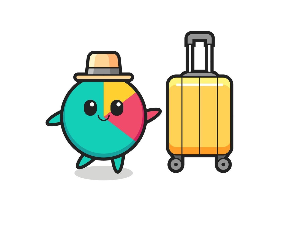 chart cartoon illustration with luggage on vacation vector