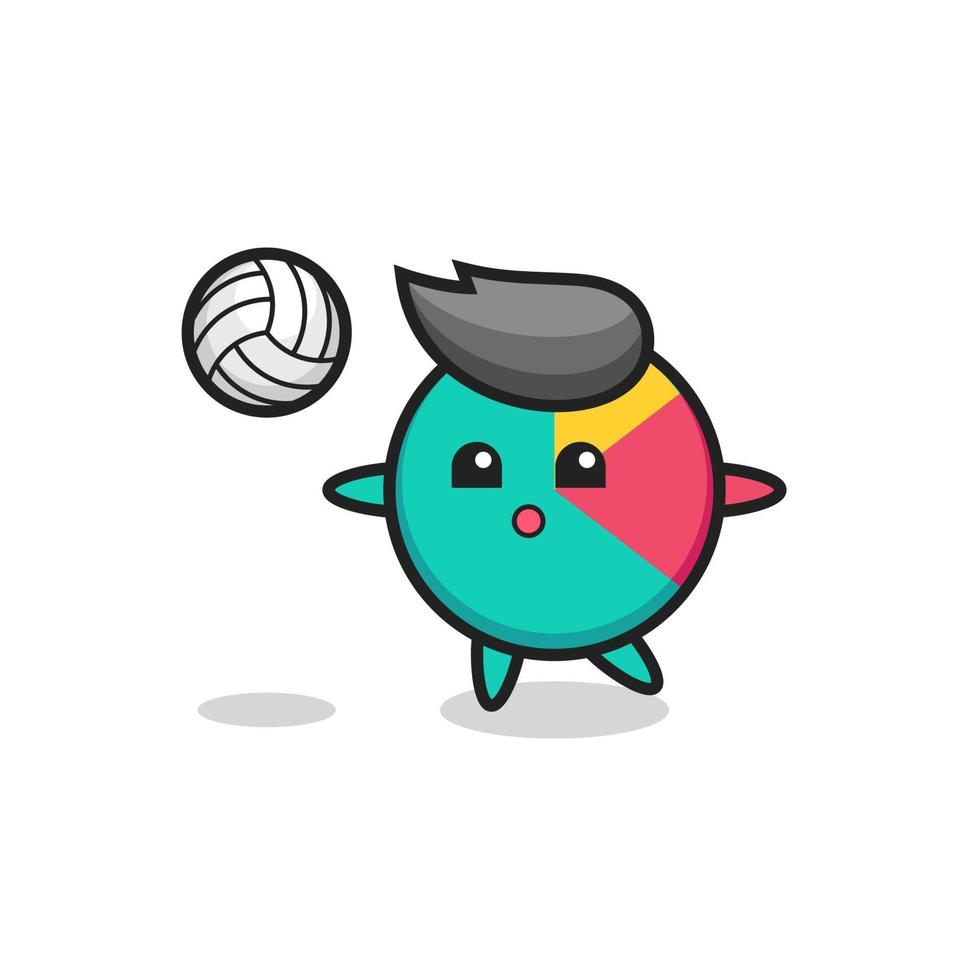 personaje de dibujos animados de gráfico está jugando voleibol vector
