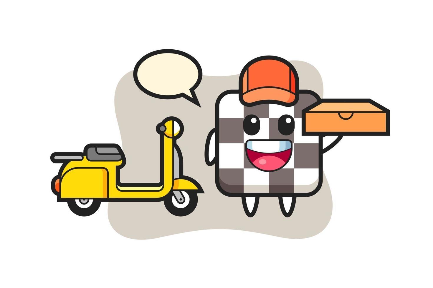 Character Illustration of chess board as a pizza deliveryman vector