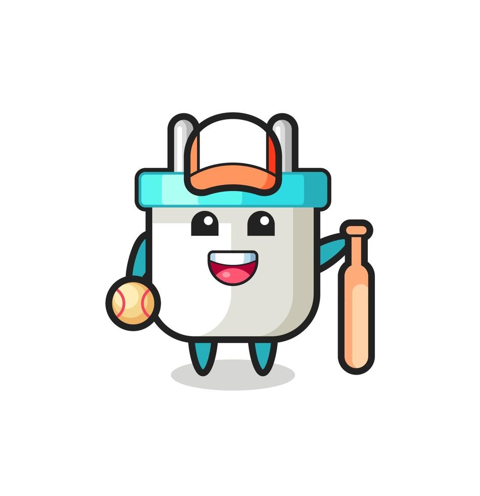 Cartoon character of electric plug as a baseball player vector