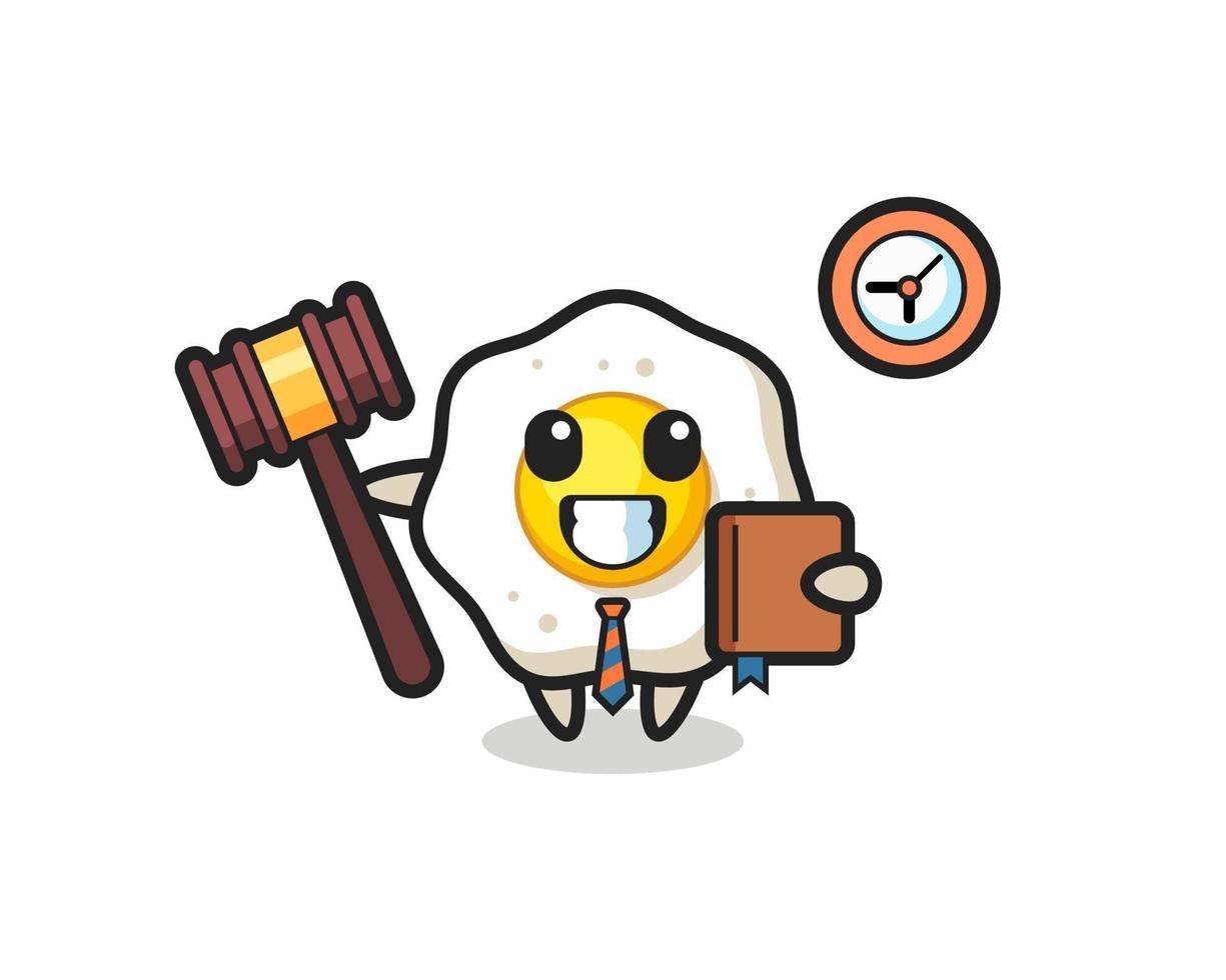 Mascot cartoon of fried egg as a judge vector