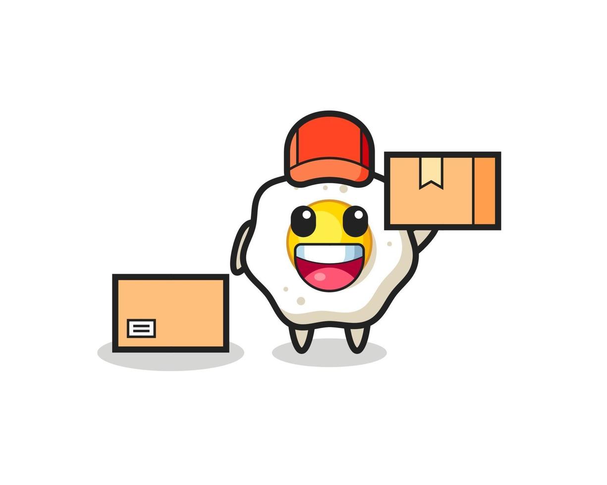 Mascot Illustration of fried egg as a courier vector