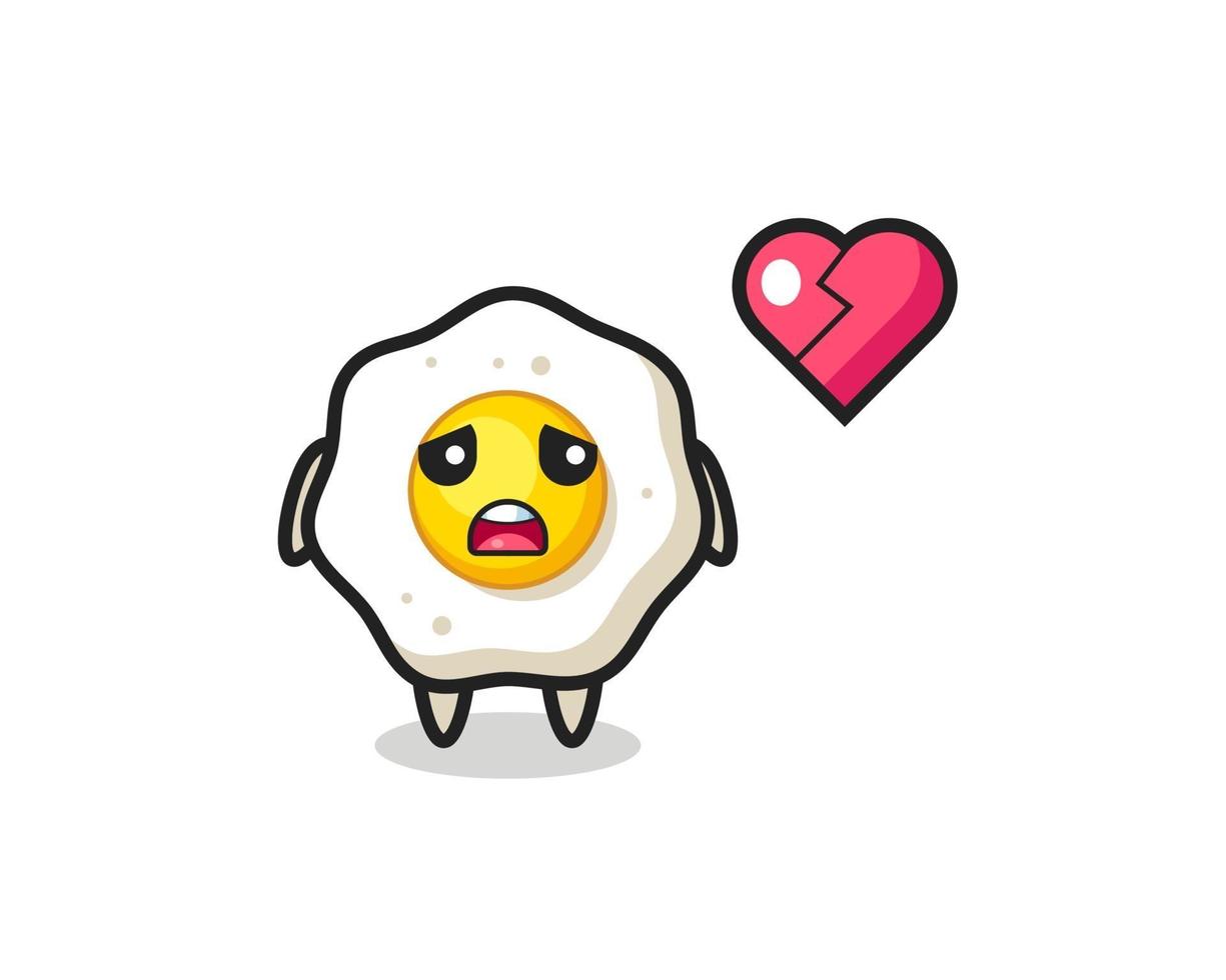 fried egg cartoon illustration is broken heart vector