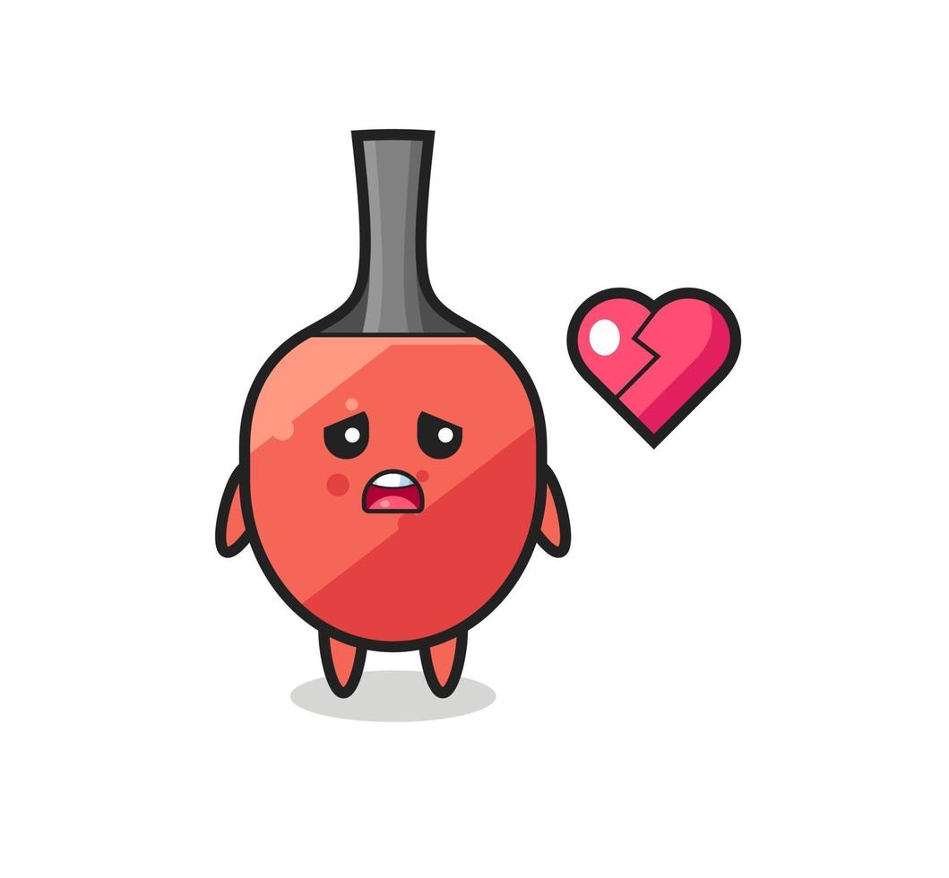 table tennis racket cartoon illustration is broken heart vector