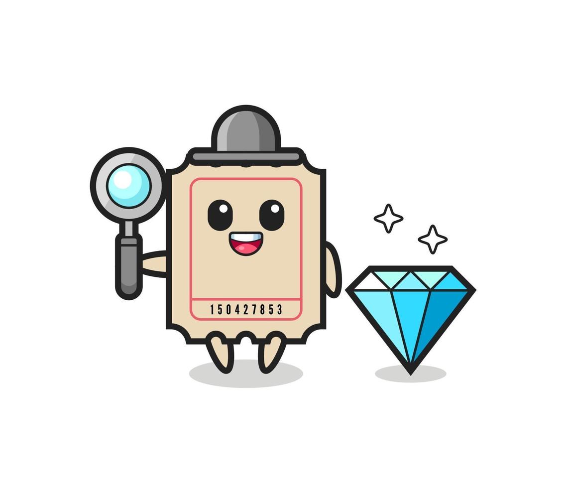 Illustration of ticket character with a diamond vector