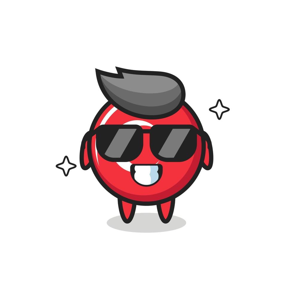 Cartoon mascot of turkey flag badge with cool gesture vector