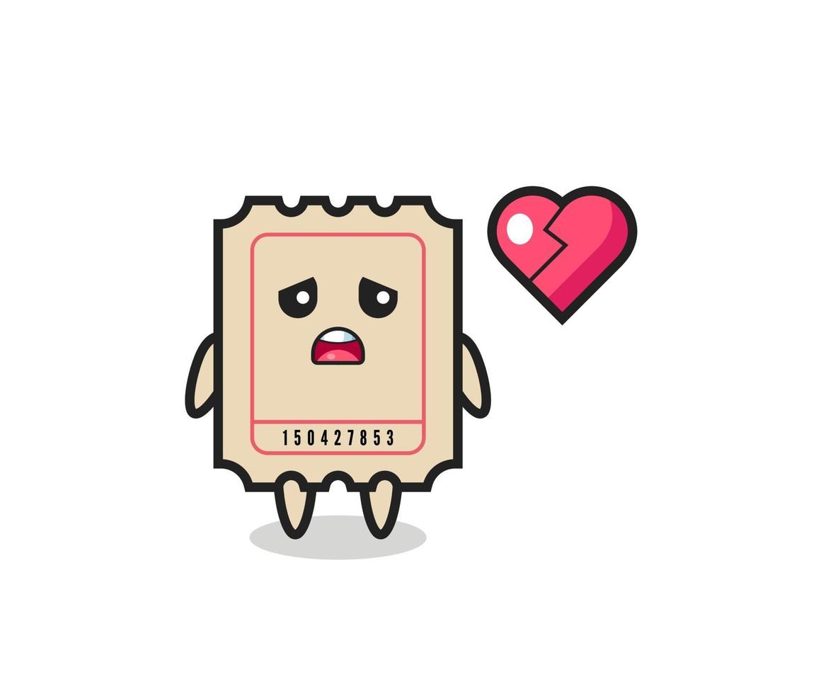 ticket cartoon illustration is broken heart vector