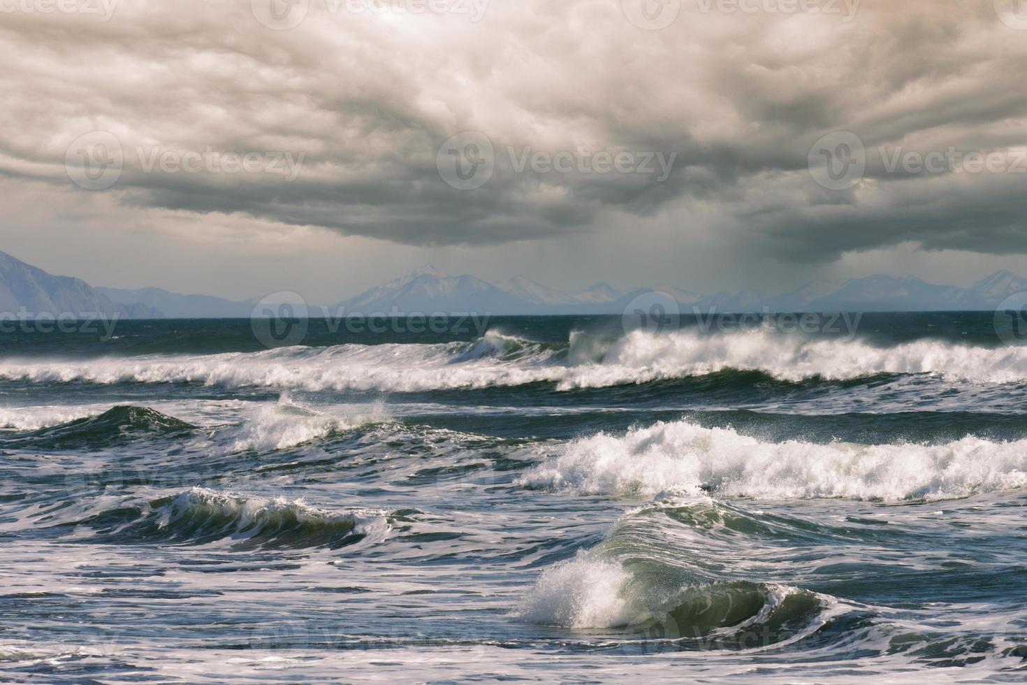 Beautiful wave on the background of the seascape. photo