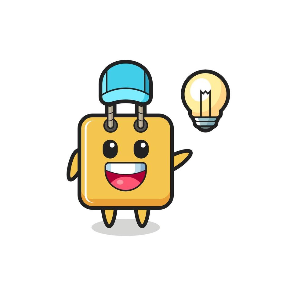 shopping bag character cartoon getting the idea vector