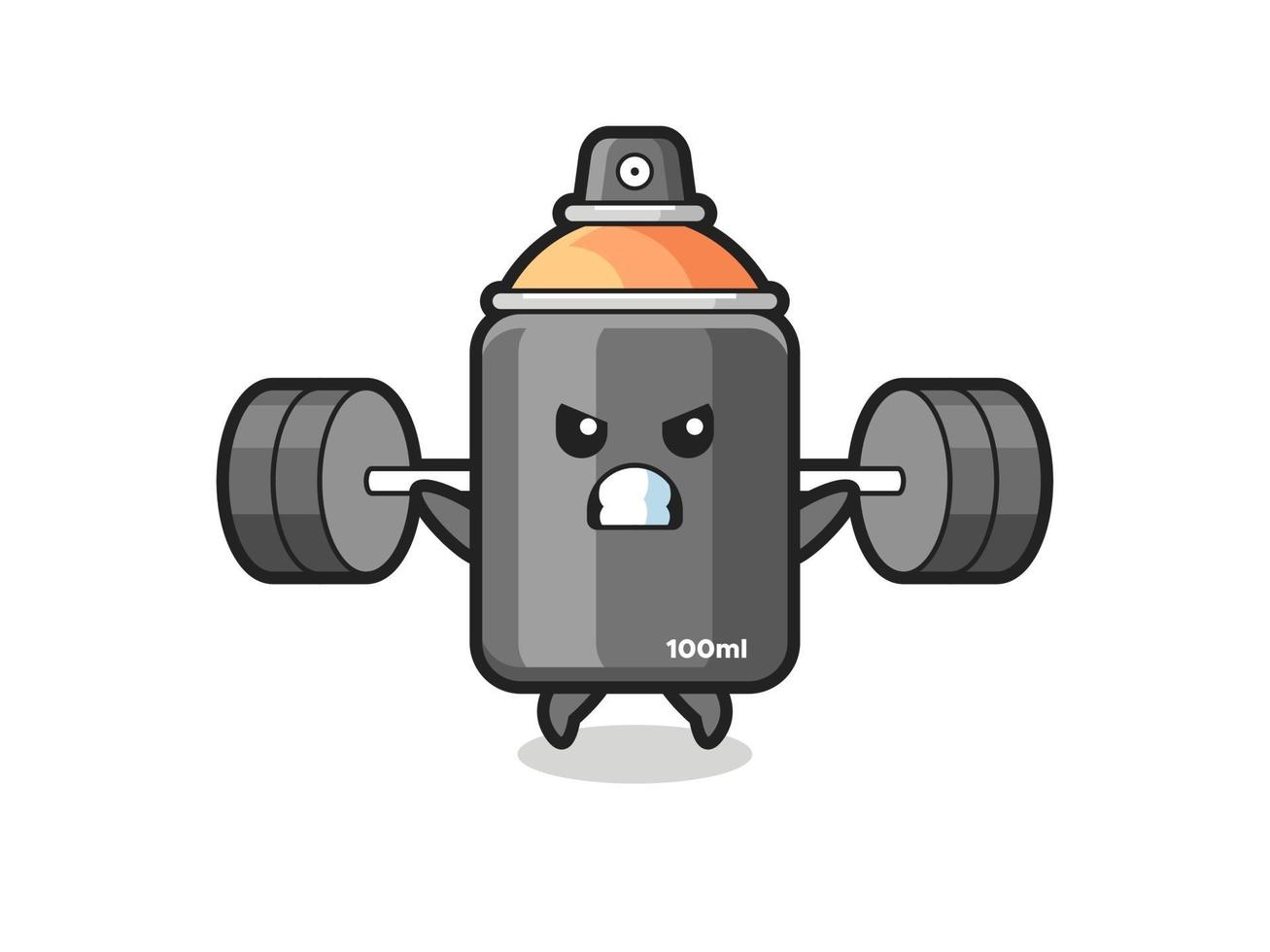 spray paint mascot cartoon with a barbell vector