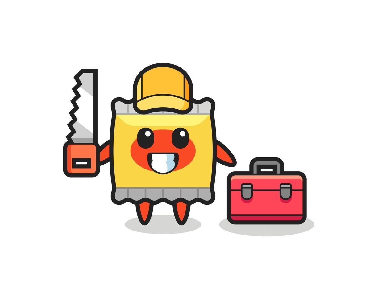 Illustration of snack character as a woodworker vector