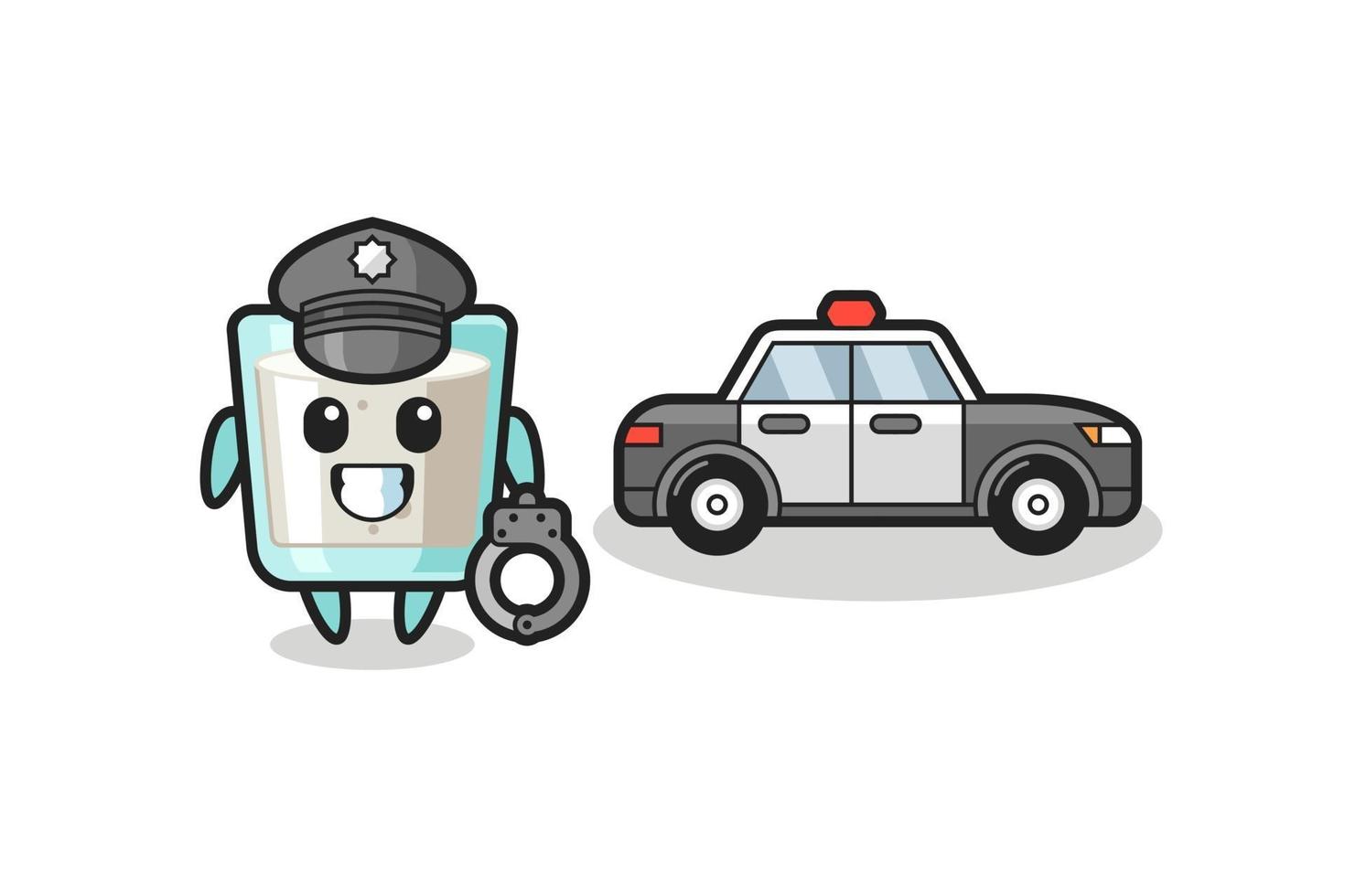 Cartoon mascot of milk as a police vector