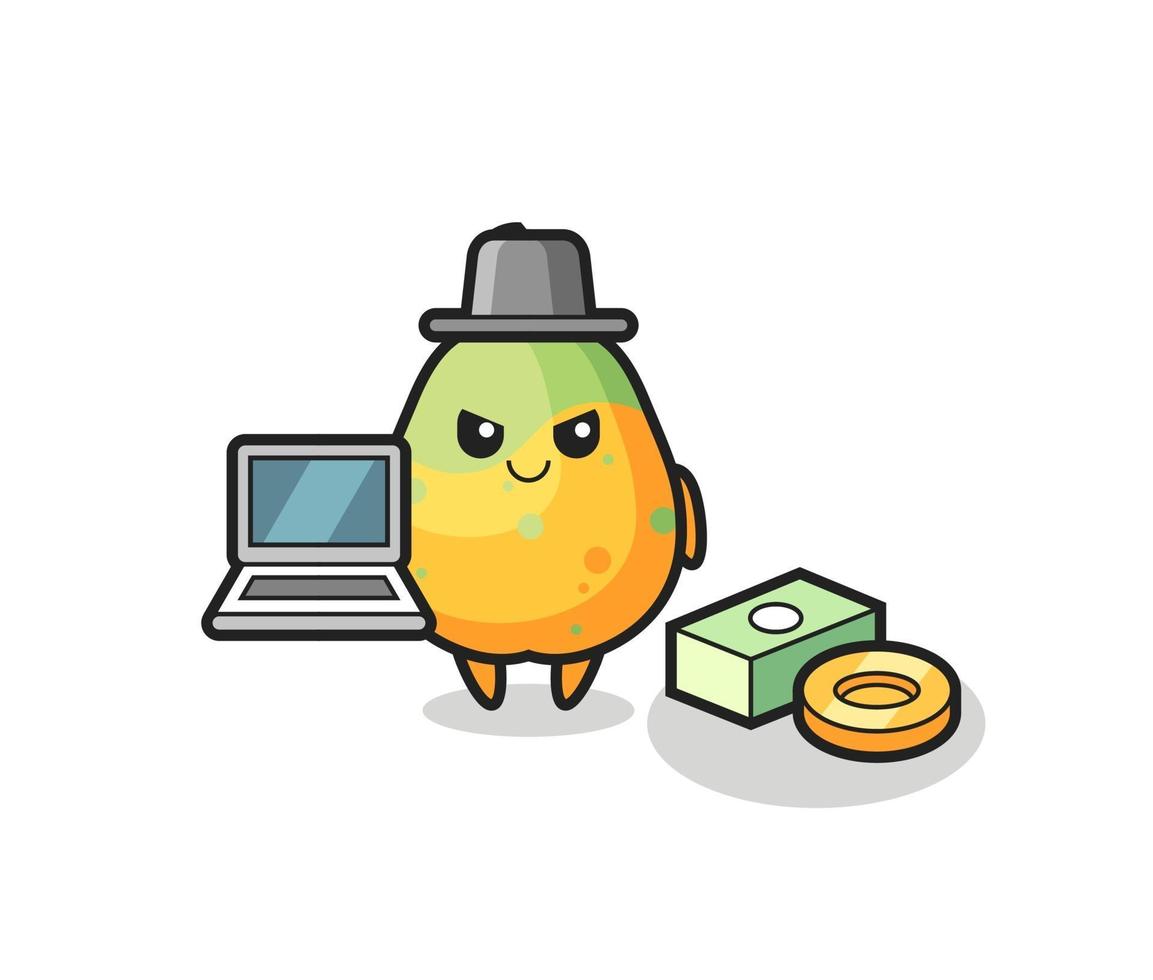 Mascot Illustration of papaya as a hacker vector